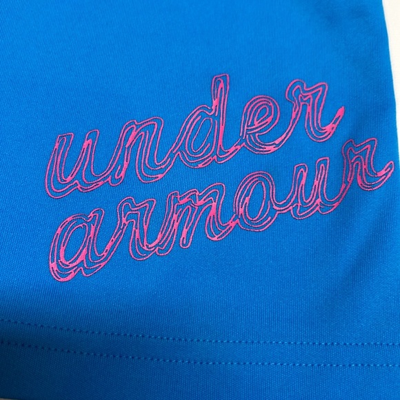 Under Armour Kids Quarter Zip Long Sleeve Shirt Blue Pink Neon Girls Collar Play - Picture 6 of 7